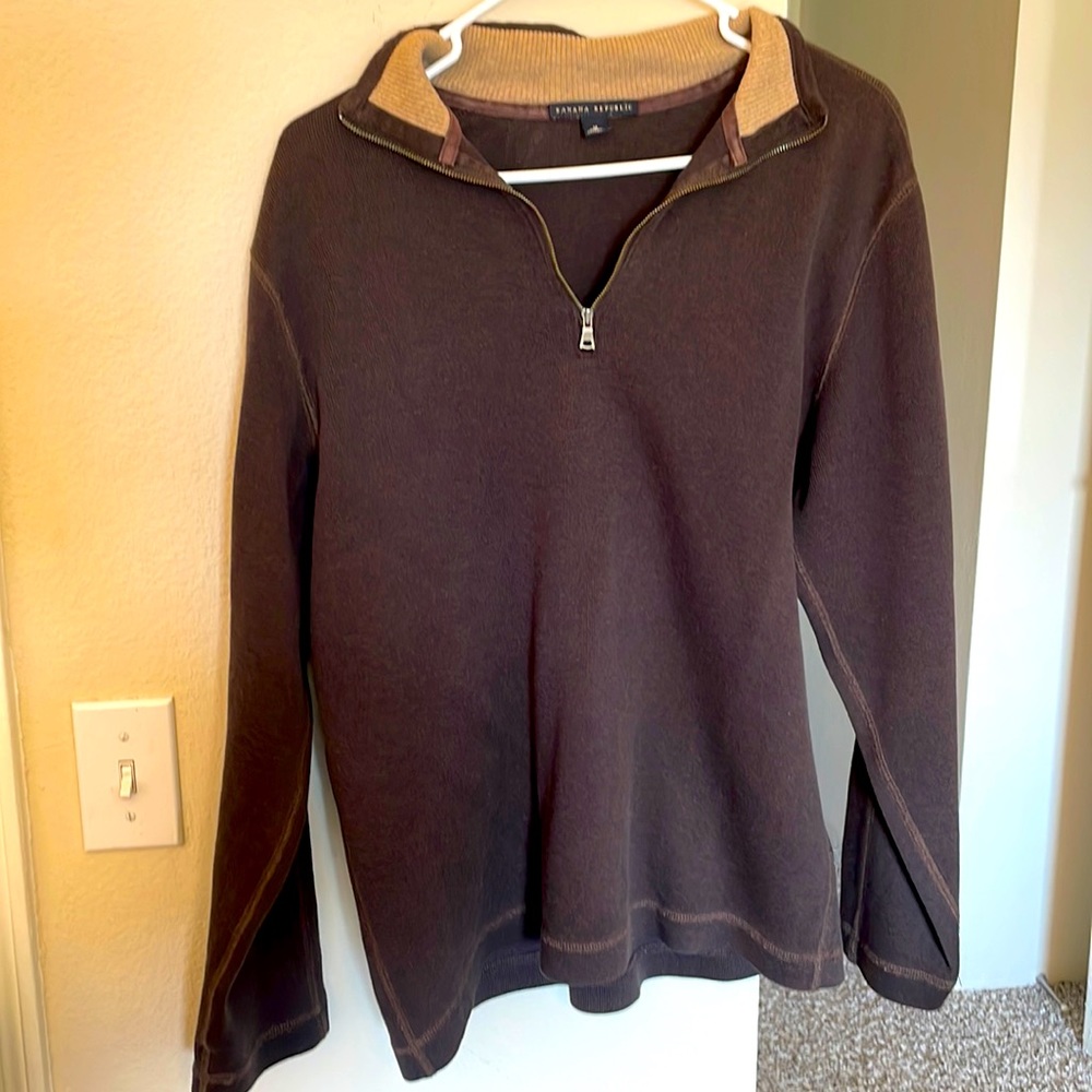 Banana Republic 3/4 zip, dark brown, size M